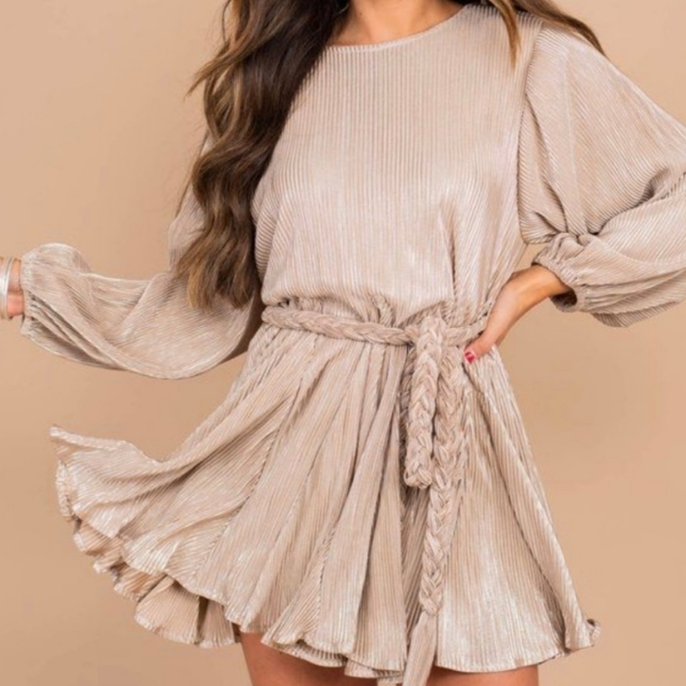 Champagne Metalic Mini Dress (entro)